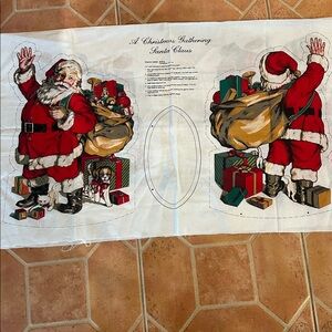 Vintage Wamsutta Hallmark fabric panel titled "A Christmas Gathering Santa Claus